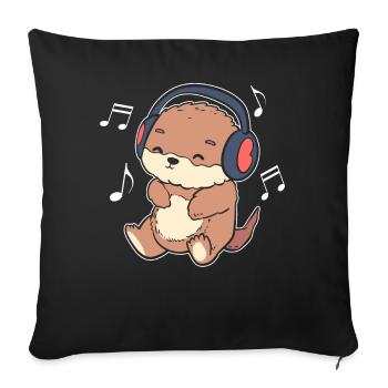 Musikliebhaber Otter Komponist - Sofakissenbezug 45 x 45 cm - Schwarz - Vorne