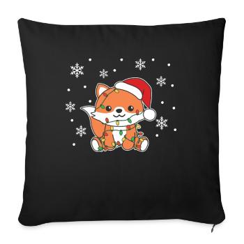 Renard, Noël, Hiver, Animaux, Renard - Housse de coussin décorative 45 x 45 cm - noir - Devant