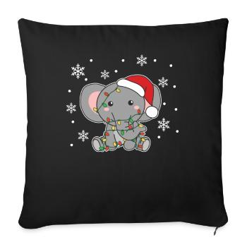 Elephant Christmas Winter Animals Elephants - Sofa pillowcase 17,3'' x 17,3'' (45 x 45 cm) - black - Front