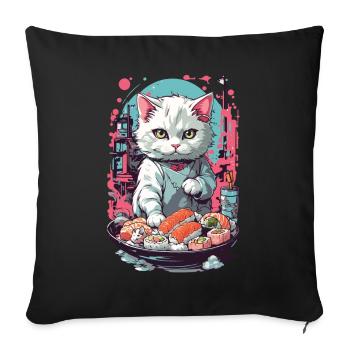 Gothic Pastel Sushi Cat Aesthetic Style - Sofa pillowcase 17,3'' x 17,3'' (45 x 45 cm) - black - Front