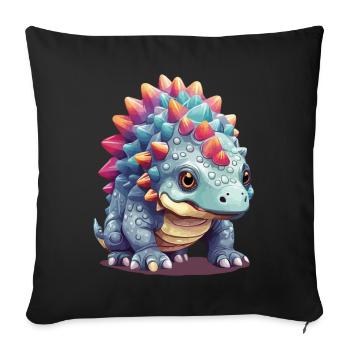 Niedlicher Pastell Ankylosaurus Dino Comic - Sofakissenbezug 45 x 45 cm - Schwarz - Vorne