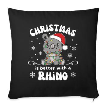 Christmas is better with a rhino - Sofa pillowcase 17,3'' x 17,3'' (45 x 45 cm) - black - Front