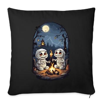 Kids Halloween Campfire Mummies Cartoon - Sofa pillowcase 17,3'' x 17,3'' (45 x 45 cm) - black - Front