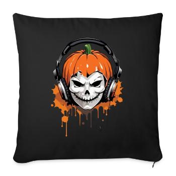 Spooky citrouille crâne musique Halloween - Housse de coussin décorative 45 x 45 cm - noir - Devant
