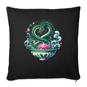 Tea Chinese Dragon and Lotus Flower - Sofa pillowcase 17,3'' x 17,3'' (45 x 45 cm) - black - Front