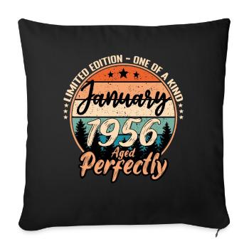 January 1956 Birthday 1956 Legends January - Sofa pillowcase 17,3'' x 17,3'' (45 x 45 cm) - black - Front