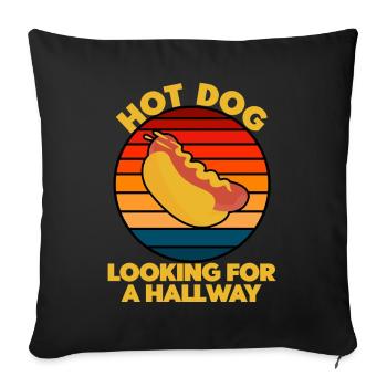 Hot Dog Looking For A Hallway - Sofa pillowcase 17,3'' x 17,3'' (45 x 45 cm) - black - Front