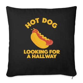 Hot Dog Looking For A Hallway - Sofa pillowcase 17,3'' x 17,3'' (45 x 45 cm) - black - Front