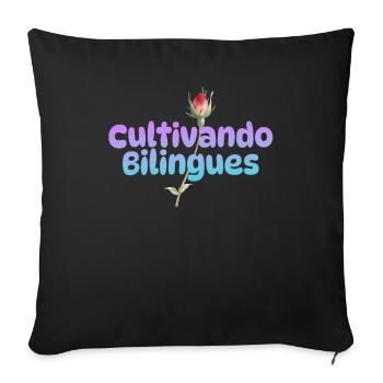 Cultivando Bilingües Spanish Teacher Apparel - Sofa pillowcase 17,3'' x 17,3'' (45 x 45 cm) - black - Front