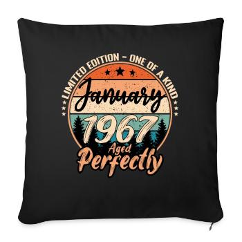 Janvier 1967 anniversaire 1967 légendes Janvier - Housse de coussin décorative 45 x 45 cm - noir - Devant
