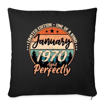 January 1970 Anniversary 1970 Legends January - Sofa pillowcase 17,3'' x 17,3'' (45 x 45 cm) - black - Front