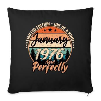 Janvier 1976 anniversaire 1976 légendes Janvier - Housse de coussin décorative 45 x 45 cm - noir - Devant