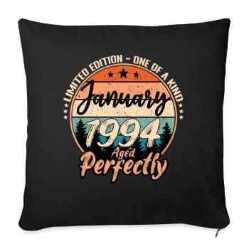 Janvier 1994 anniversaire 1994 légendes Janvier - Housse de coussin décorative 45 x 45 cm - noir - Devant