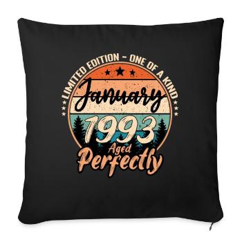 Janvier 1993 anniversaire 1993 légendes Janvier - Housse de coussin décorative 45 x 45 cm - noir - Devant