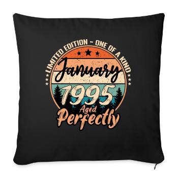 Janvier 1995 anniversaire 1995 légendes Janvier - Housse de coussin décorative 45 x 45 cm - noir - Devant