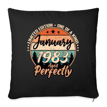 Janvier 1983 anniversaire 1983 légendes Janvier - Housse de coussin décorative 45 x 45 cm - noir - Devant