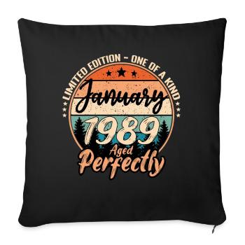 Janvier 1989 anniversaire 1989 légendes Janvier - Housse de coussin décorative 45 x 45 cm - noir - Devant