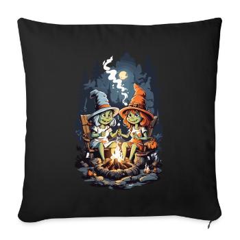 Witches Campfire Halloween Cartoon Kids - Sofa pillowcase 17,3'' x 17,3'' (45 x 45 cm) - black - Front