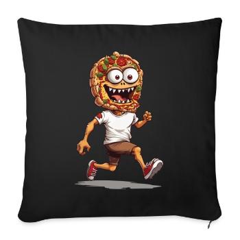 Monster Pizza Love Drôle Conception de Fête - Housse de coussin décorative 45 x 45 cm - noir - Devant