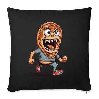 Monster Pizza Soirée Film Halloween Drôle Design - Housse de coussin décorative 45 x 45 cm - noir - Devant
