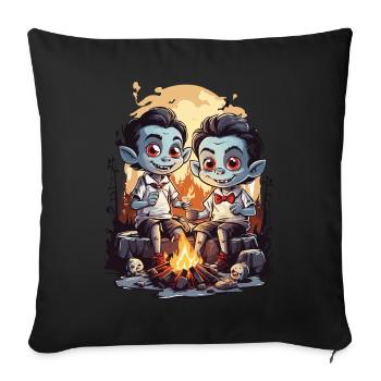 Funny Vampire Kids Halloween Campfire - Sofa pillowcase 17,3'' x 17,3'' (45 x 45 cm) - black - Front
