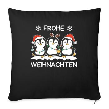 Joyeux Noël Pingouin Réveillon de Noël Pingouins - Housse de coussin décorative 45 x 45 cm - noir - Devant