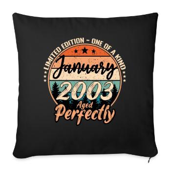 Janvier 2003 anniversaire 2003 légendes Janvier - Housse de coussin décorative 45 x 45 cm - noir - Devant