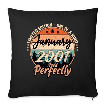 January 2001 birthday 2001 captions January - Sofa pillowcase 17,3'' x 17,3'' (45 x 45 cm) - black - Front