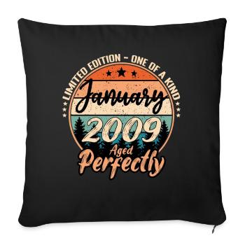 Janvier 2009 anniversaire 2009 légendes Janvier - Housse de coussin décorative 45 x 45 cm - noir - Devant