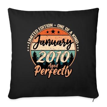 Janvier 2010 anniversaire 2010 légendes Janvier - Housse de coussin décorative 45 x 45 cm - noir - Devant