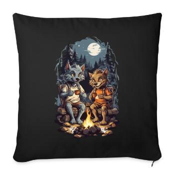 Drôle Loup-Garou Halloween Enfants Dessin Animé - Housse de coussin décorative 45 x 45 cm - noir - Devant