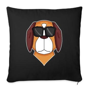 Chien Saint-Bernard à lunettes - chien cool - Housse de coussin décorative 45 x 45 cm - noir - Devant