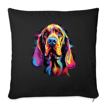 Aquarelle coloré Bloodhound - Housse de coussin décorative 45 x 45 cm - noir - Devant