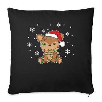 Chevreuil, Noël, Hiver, Animaux, Cerf - Housse de coussin décorative 45 x 45 cm - noir - Devant