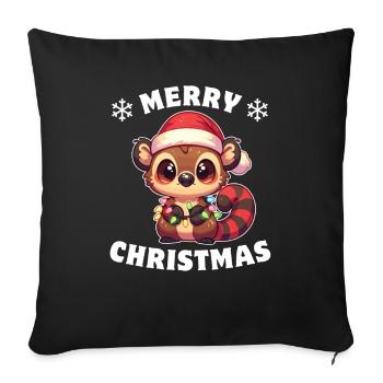 Père Noël chapeau Noël fée lumières Wrap ours - Housse de coussin décorative 45 x 45 cm - noir - Devant