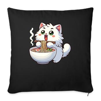 süße Katze isst Ramen Nudeln Katzen Ramen - Sofakissenbezug 45 x 45 cm - Schwarz - Vorne