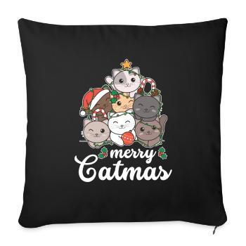 Merry Catma's Pun Cat Christmas - Sofa pillowcase 17,3'' x 17,3'' (45 x 45 cm) - black - Front