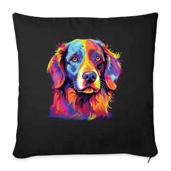 Aquarelle colorée Épagneul breton - Housse de coussin décorative 45 x 45 cm - noir - Devant