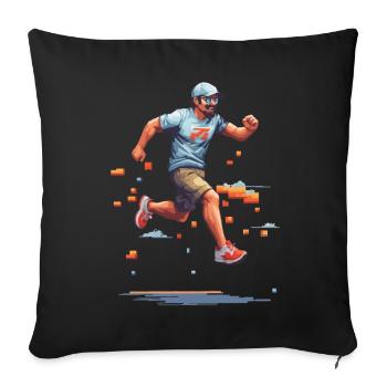 Retro Gamer Pixel Art Vintage Video Game - Sofa pillowcase 17,3'' x 17,3'' (45 x 45 cm) - black - Front