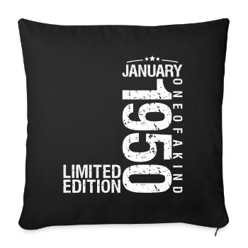 Janvier 1950 Janvier anniversaire January 1950 - Housse de coussin décorative 45 x 45 cm - noir - Devant