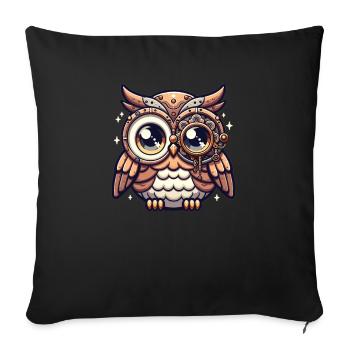 Kawaii Steampunk Owl Fantasy Owl Lover - Sofa pillowcase 17,3'' x 17,3'' (45 x 45 cm) - black - Front