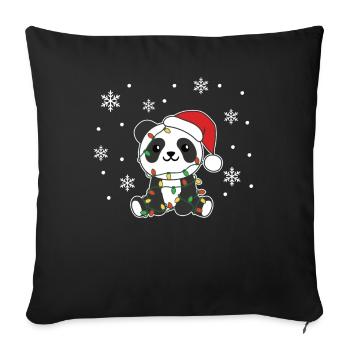Panda Christmas Winter Animals Pandas - Sofa pillowcase 17,3'' x 17,3'' (45 x 45 cm) - black - Front