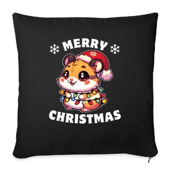 Christmas Hat Christmas Fairy Lights Hamster - Sofa pillowcase 17,3'' x 17,3'' (45 x 45 cm) - black - Front