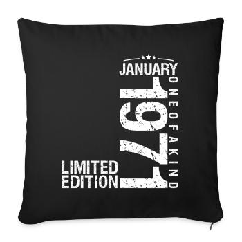 January 1971 January Birthday January 1971 - Sofa pillowcase 17,3'' x 17,3'' (45 x 45 cm) - black - Front