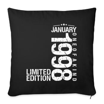 Janvier 1998 Janvier anniversaire January 1998 - Housse de coussin décorative 45 x 45 cm - noir - Devant