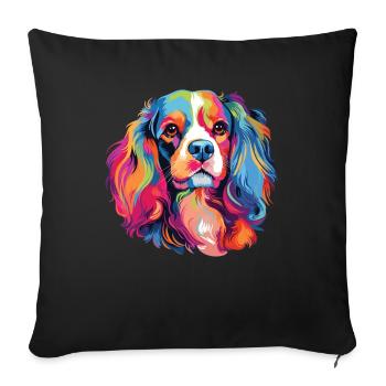 Aquarelle colorée Cavalier King Charles - Housse de coussin décorative 45 x 45 cm - noir - Devant