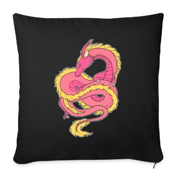 Bunter Drache Buchliebhaber - Sofakissenbezug 45 x 45 cm - Schwarz - Vorne