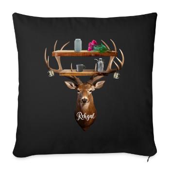 Geweih, Reh + Regal = Rehgal Design by summitXpeak - Sofakissenbezug 45 x 45 cm - Schwarz - Vorne