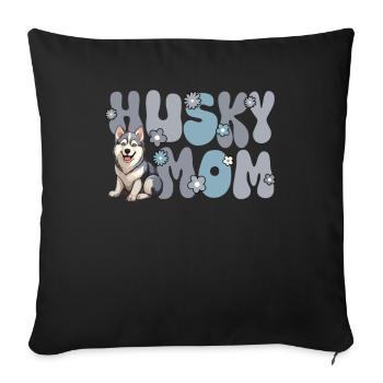 Husky sibérien Groovy Husky maman - Housse de coussin décorative 45 x 45 cm - noir - Devant