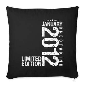 Januar 2012 Januar Geburtstag Januar 2012 - Sofakissenbezug 45 x 45 cm - Schwarz - Vorne